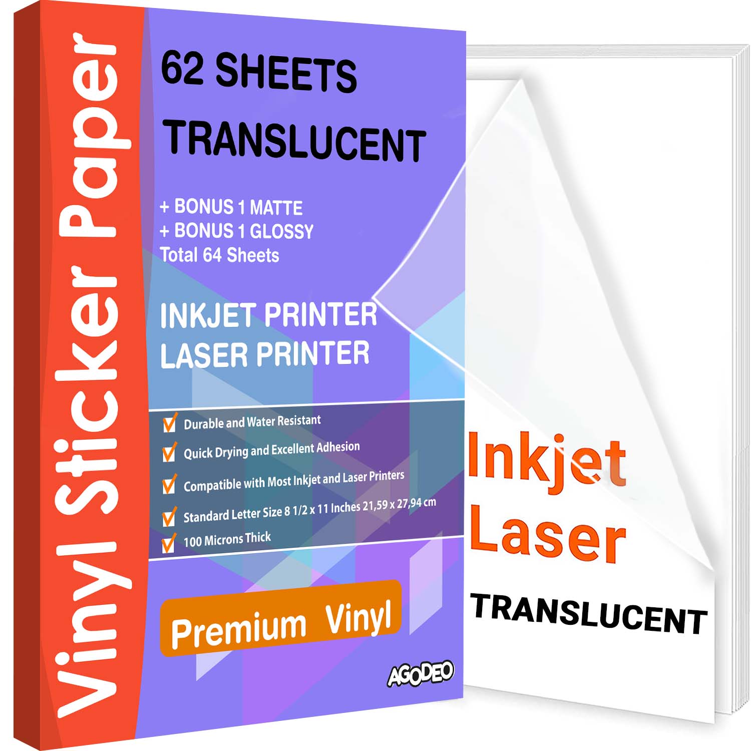 Translucent Vinyl Sticker Paper - AgoDeo